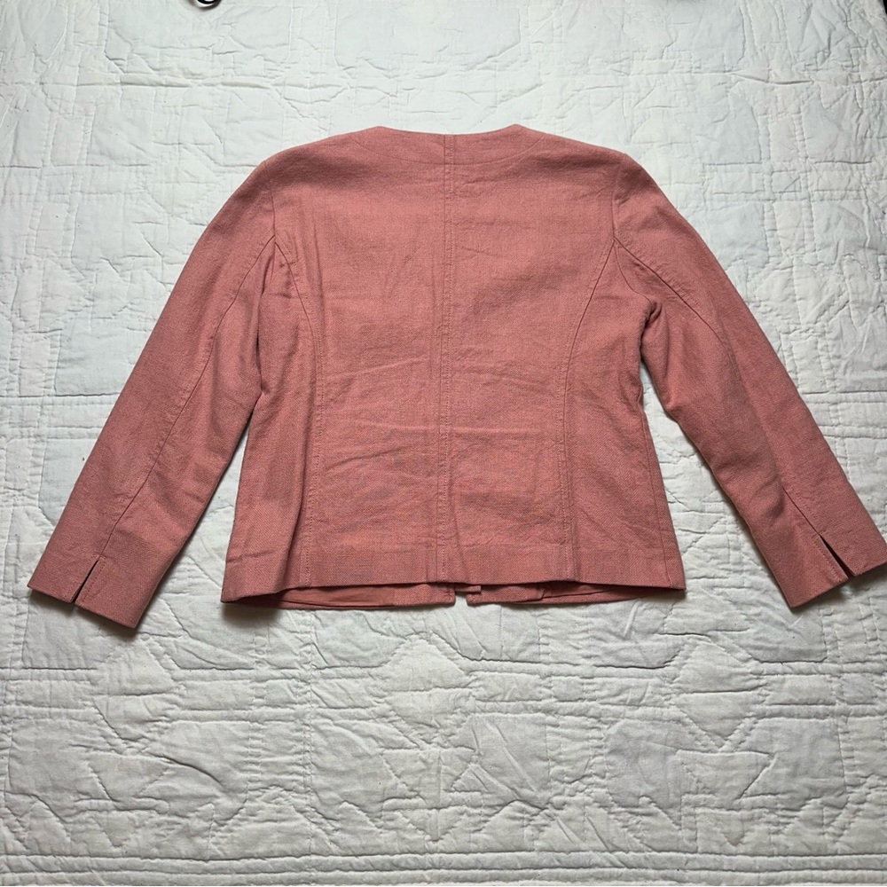Linen Blend Blazer Jacket | Minimalist Zip Front · LOFT - Picture 6 of 11